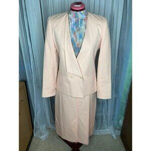 Adolfo Esprit suit mock neck blouse vintage 1980s pink